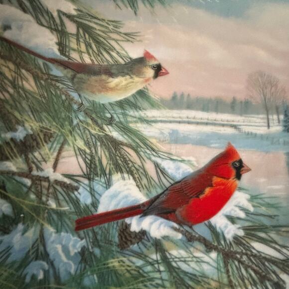 Edwin Knowles Cardinals In Winter Plate By Sam Timm Vintage China 8.5” 1990 - Picture 4 of 6